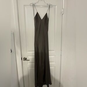ZARA SATIN CAMSOLE DRESS OLIVE GREEN SIZE XS, BRAND NEW-WITH TAGS